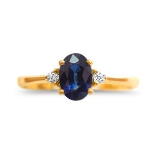 1.15ct Natural Sapphire & 0.06ct Diamond Engagement Ring - 18K Gold Size 10